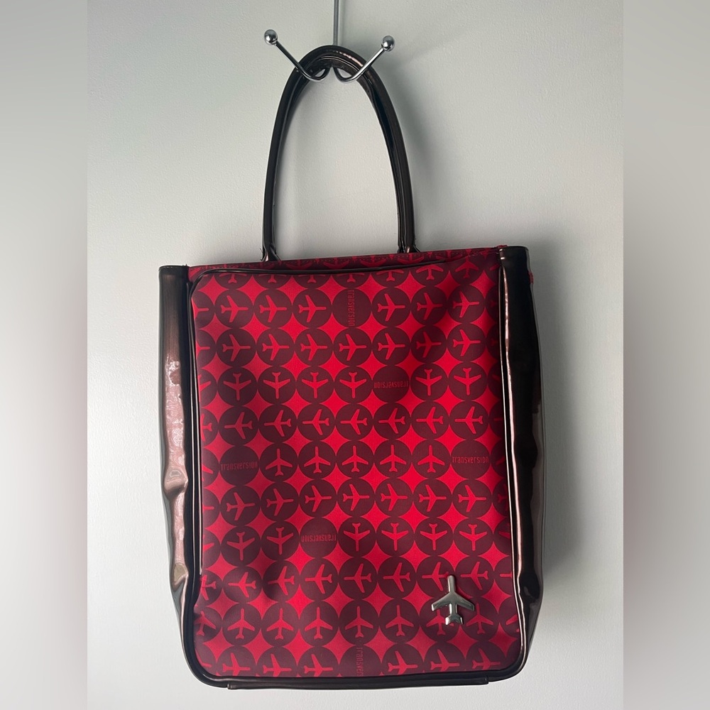 Transversion Airline Theme Red Nylon/Vinyl Tote